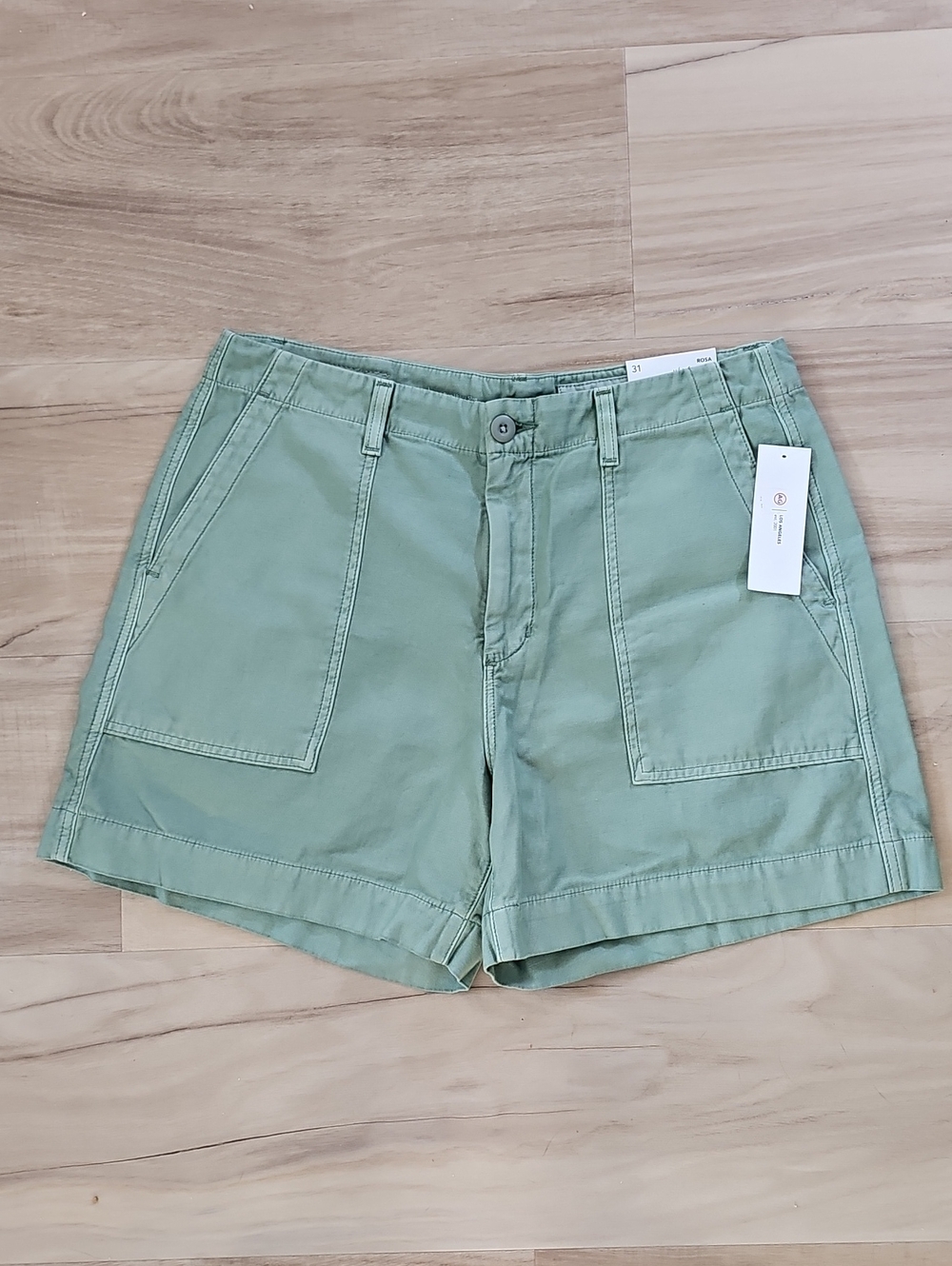 AG Adriano Goldschmied ROSA Mid Rise Cotton Utility Shorts Sz 31 NWT